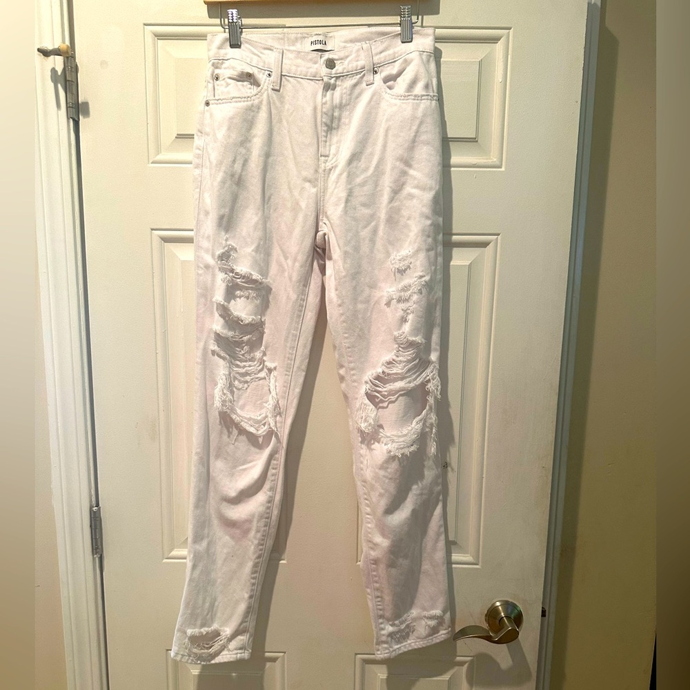 Pistola White Distressed Jeans Size 25